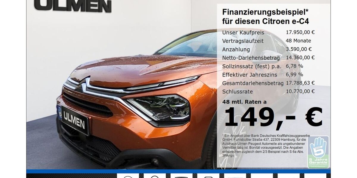 Citroen ë-C4 17.790 km 17.950 &euro; Düsseldorf 40233